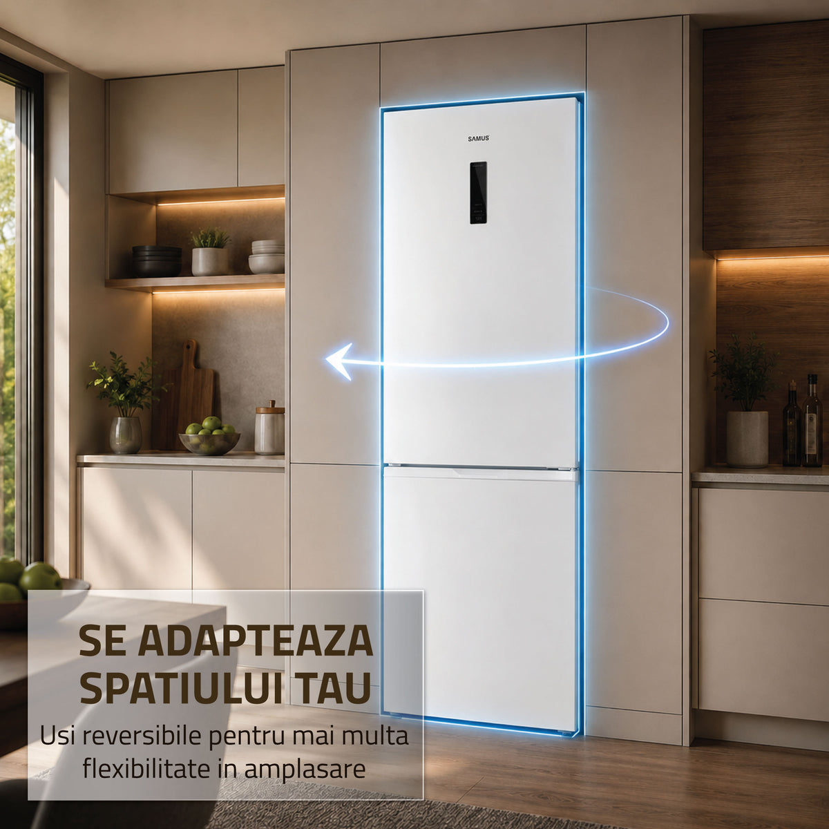 Combina Frigorifica Samus SCW540NFIE | 400L, No Frost, Clasa E, Inox, 60x68x186cm