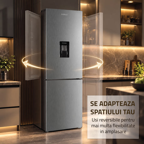 Combina Frigorifica Samus SCX401NFIDE | No Frost, 291L, Clasa E, Inox, 60x60x186cm