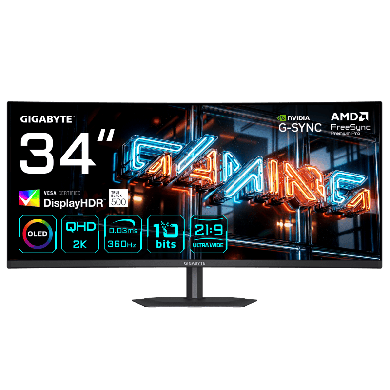 Monitor Gigabyte MO34WQC36 | 34", QD-OLED, UWQHD, 360Hz, Negru