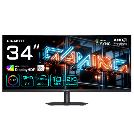 Gigabyte Monitor PC Monitor Gigabyte MO34WQC36 | 34", QD-OLED, UWQHD, 360Hz, Negru