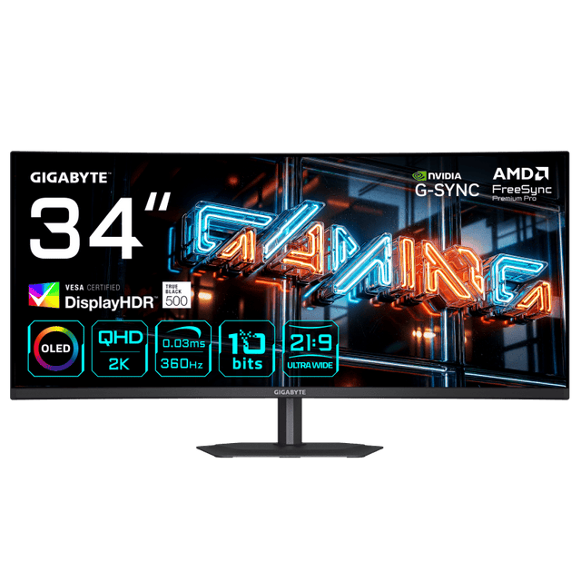 Monitor Gigabyte MO34WQC36 | 34", QD-OLED, UWQHD, 360Hz, Negru