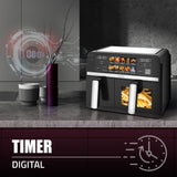 Air Fryer Samus AF9DUO-S2600DW | 2600W, 9L, Dual, 10 Programe, Negru