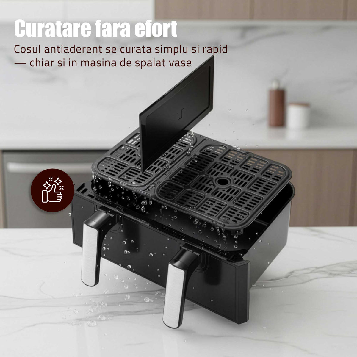 Air Fryer Samus AF9BIG-S2500DW | 2500W, 9L, 10 Programe, Negru