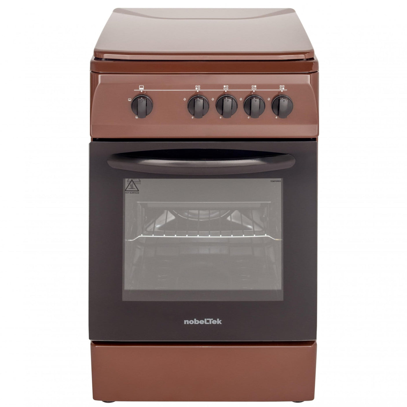 NobeLTek Cooking Aragaz Nobeltek, 50x60, plita si cuptor pe gaz, siguranta plita si cuptor, echipat cu diuze GPL, diuze GN de schimb, capac tabla, maro