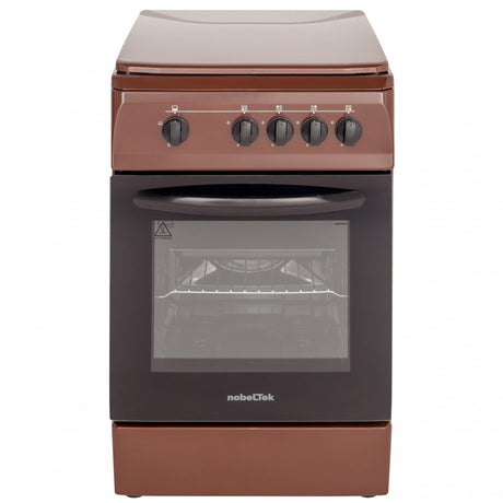 NobeLTek Cooking Aragaz Nobeltek, 50x60, plita si cuptor pe gaz, siguranta plita si cuptor, echipat cu diuze GPL, diuze GN de schimb, capac tabla, maro