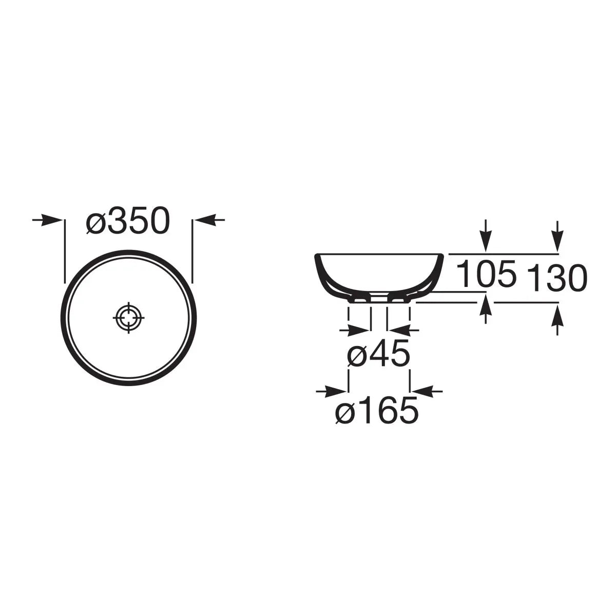 Roca Lavoar Lavoar Roca A327C12080 | Optica, Rotund, 350mm, Montare pe Blat, Negru