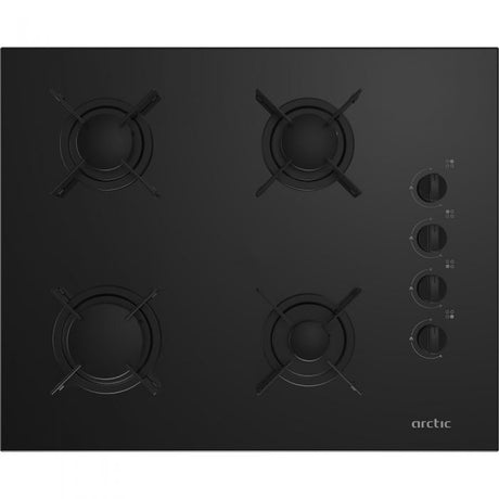 Plita sticla pe gaz Arctic ARNGN64127SB, 65cm latime, control butoane lateral-culoare negru, 4 arzatoare cu eficienta ri