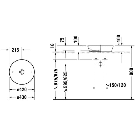 Duravit Lavoar baie Lavoar Duravit 2328430000 | Cape Cod, Rotund, 430mm, Montare Blat, Alb
