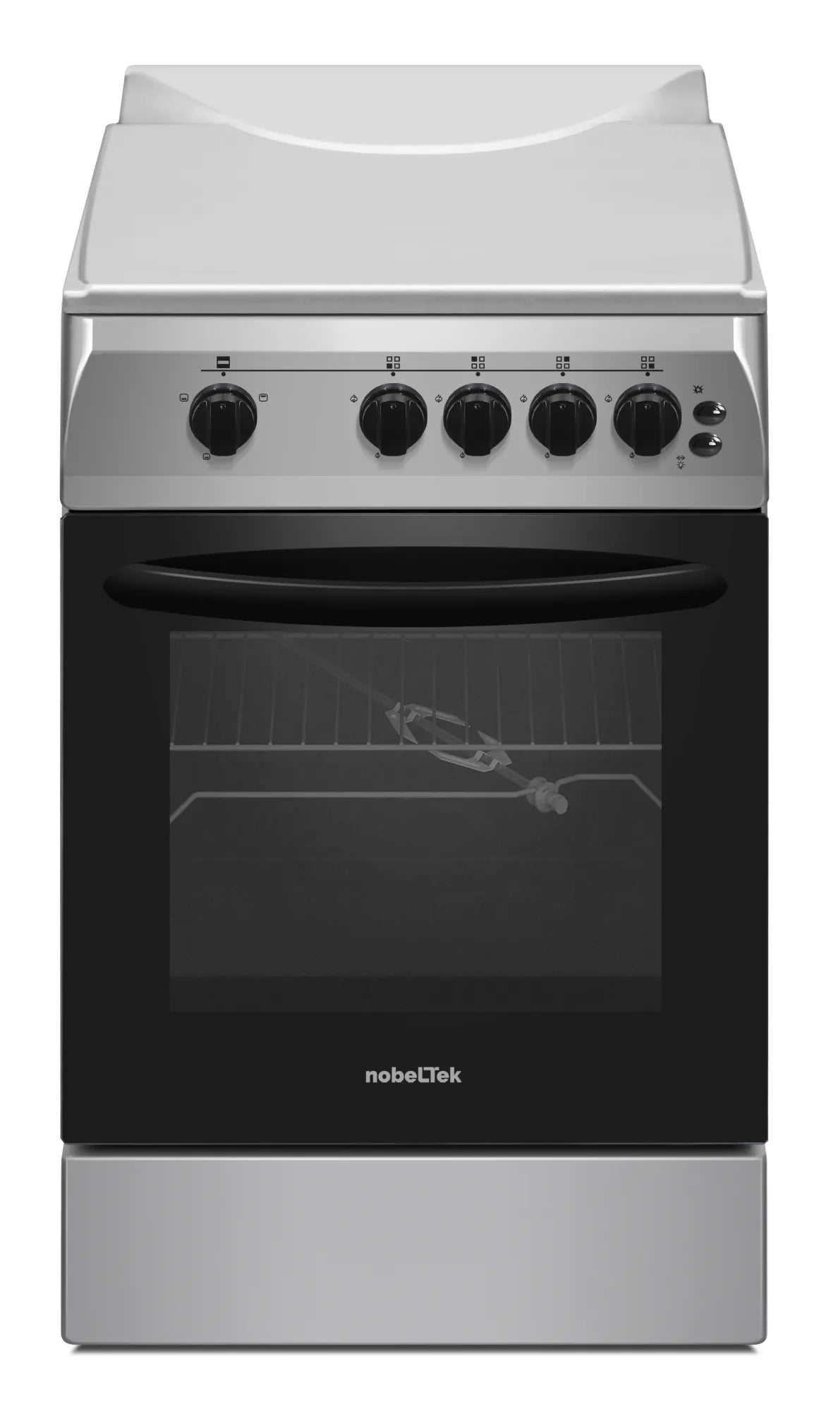 NobeLTek Cooking Aragaz Nobeltek, 50x60, plita si cuptor pe gaz, grill gaz, rotisor, aprindere electrica plita, iluminare cuptor, siguranta plita si cuptor, echipat cu diuze GN, diuze GPL de schimb, front si plita inox, laterale silver