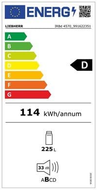 Liebherr Frigider incorporabil Liebherr IRBd 4570 Peak, 224 L, Clasa D, BioFresh, SuperCool, H 139.5 cm, Alb