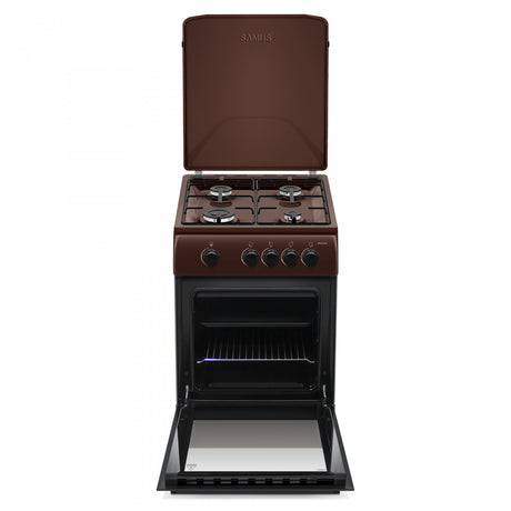 Aragaz Samus SM561MBS | 4 Arzatoare Gaz, Cuptor Gaz, Geam Dublu, Maro, 50x63x86cm