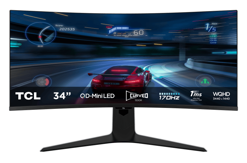 TCL Monitor PC Monitor TCL 34R83Q | 34", 3440x1440, 170Hz, QD-Mini LED