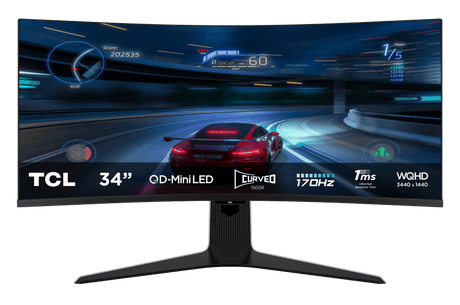 TCL Monitor PC Monitor TCL 34R83Q | 34", 3440x1440, 170Hz, QD-Mini LED