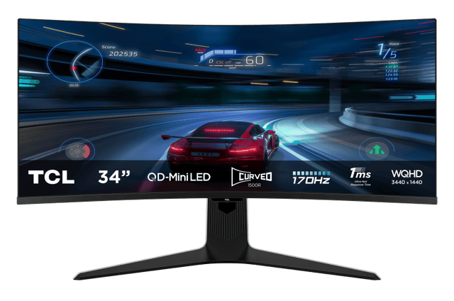 TCL Monitor PC Monitor TCL 34R83Q | 34", 3440x1440, 170Hz, QD-Mini LED