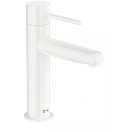 Roca Baterie lavoar Roca, Gama NU, monocomanda, marime S, levier metalic PIN, cartus ceramic, fara set de evacuare, glossy white, alb