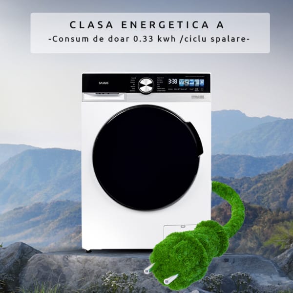 Samus Masina de spalat rufe Mașină de Spălat Rufe Inverter Samus | 8kg, 1400 RPM, Clasa A, 14 programe, 59.5x54x85cm
