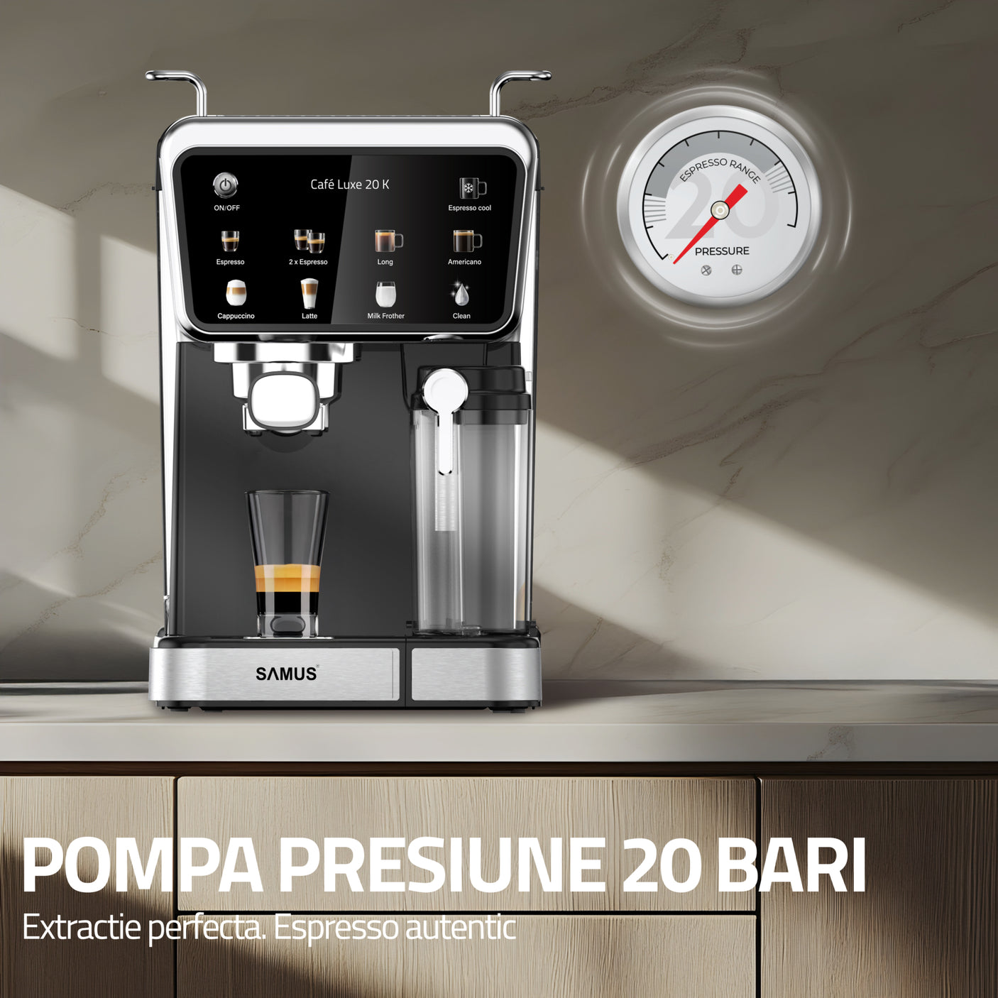 Espressor Automat Samus CAFE LUXE 20 K | 20 Bar, 1.8L, Cappuccino