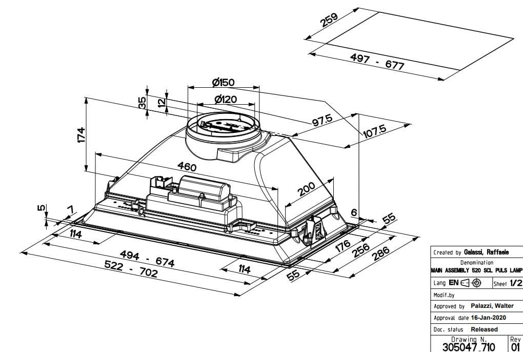 Faber B Hota incorporabila Hota Incorporabila Faber INKA SMART C LG A70 305.0599.306 | 70cm, 335m³/h, LED, Gri