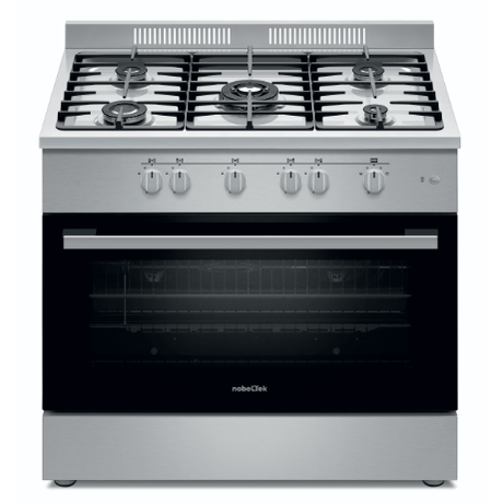 NobeLTek Cooking Aragaz Aragaz Nobeltek NLT SP6903IX/FG1 | 60x90cm, 5 Arzatoare Gaz, Cuptor Gaz 102L, Inox, 90x59.5x88cm