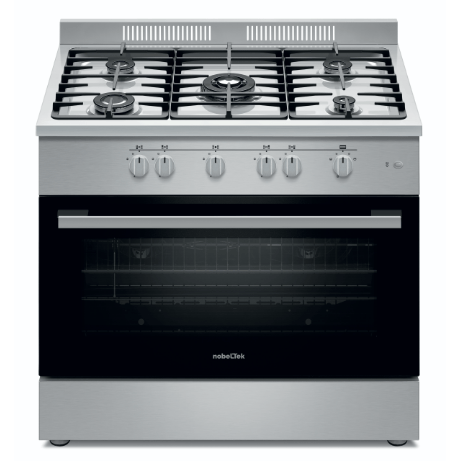 NobeLTek Cooking Aragaz Aragaz Nobeltek NLT SP6903IX/FG1 | 60x90cm, 5 Arzatoare Gaz, Cuptor Gaz 102L, Inox, 90x59.5x88cm