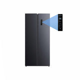 Side by side Daewoo, clasa energetica E, volum net total 473 (275+198) litri, Total No Frost, Display pe usa, Inverter, Silver
