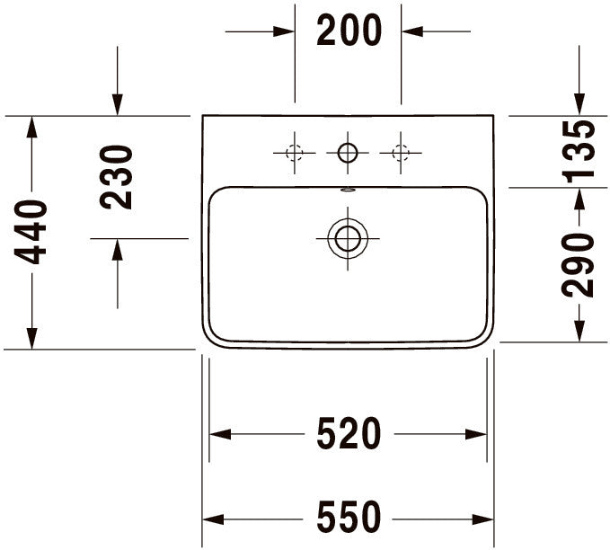 Duravit Lavoar baie Lavoar Duravit 2335550000 | 550mm, Dreptunghiular, Montare Perete, Alb
