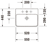 Duravit Lavoar baie Lavoar Duravit 2335550000 | 550mm, Dreptunghiular, Montare Perete, Alb