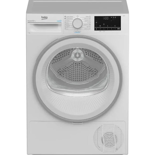 BEKO Uscator de rufe Beko, Pompa de caldura, 8 kg, 15 programe, Clasa C, RecycledDry, Motor ProSmartT Inverter, OptiSense, Aquawaver, Alb