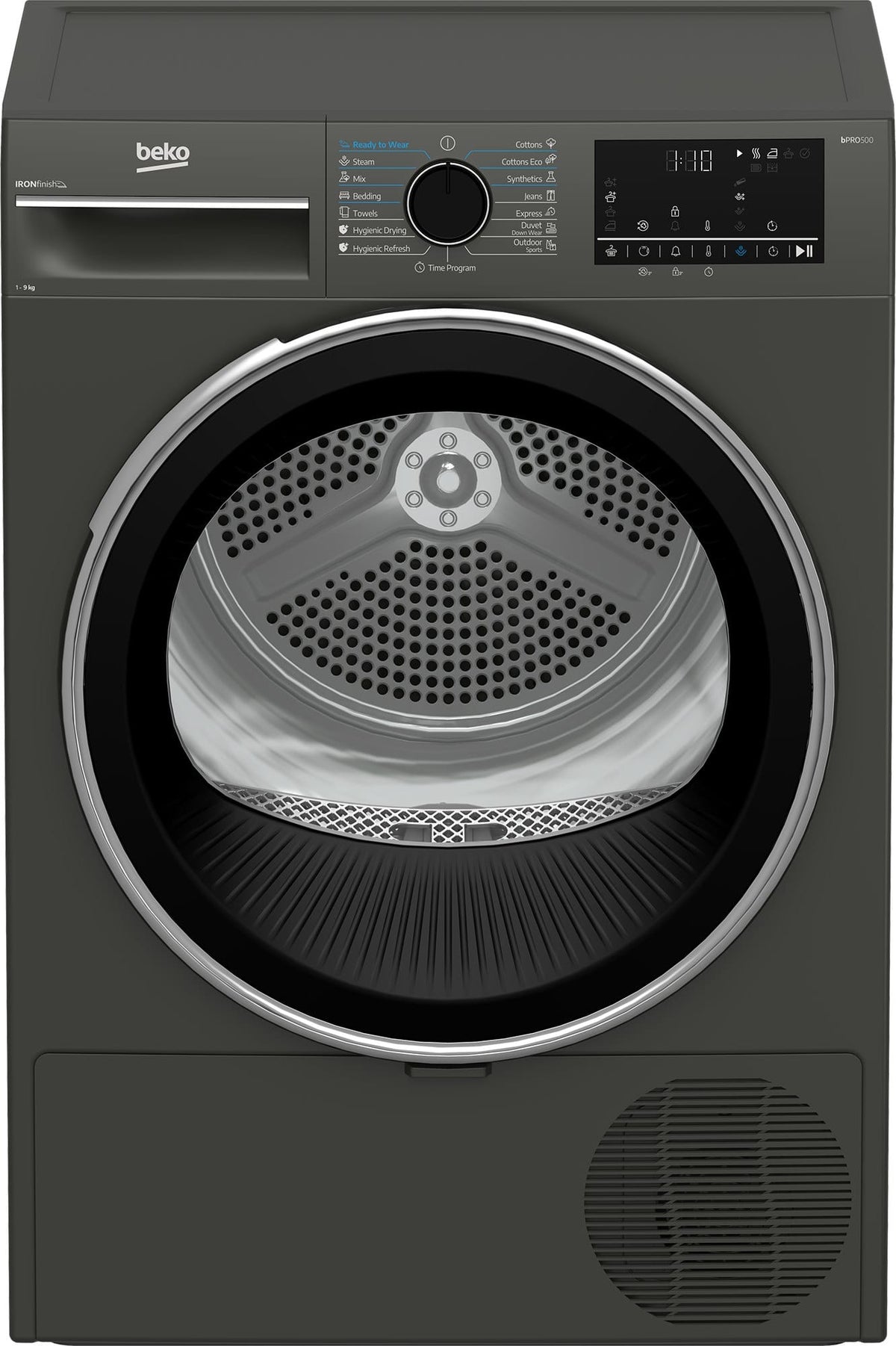 Beko Uscator de rufe Uscator de rufe Beko B3T49233MEU | 9kg, Pompa de caldura, Clasa D, 15 programe, Manhattan Grey