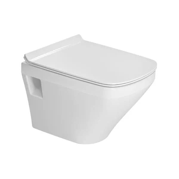 Duravit Vas wc + capac Duravit, WWC-Set DuraStyle 480 mm TS, Weiß riml.,inkl.WC-Sitz m.Absenkautom., suspendat, evacuare orizontala, cu capac (0063790000), soft close, alb