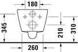 Duravit Vas wc Duravit, Toilet WM 540 mm D-Neo white, washdown, rimless, Durafix incl., suspendat, evacuare orizontala, fara capac (0021610000, 0021690000), alb