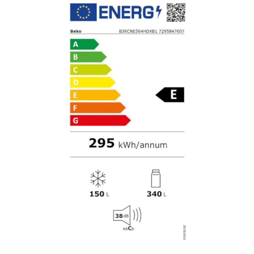 Beko Combina frigorifica Combina frigorifica Beko B3RCNE564HDXB1 | No Frost, 490 l, Mod Vacanta, Touch Control