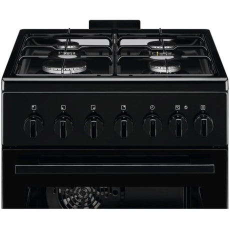 Electrolux Aragaz Electrolux, Mixt, 4 arzatoare, Siguranta plita, Aprindere integrata, Timer mecanic, Iluminare cuptor, Grill, Clasa A, 50 cm, Negru