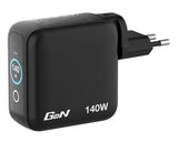 Verbatim Incarcator USB Adaptor de calatorie mini Verbatim 30240, GaN, 140W, display, USB-C1/C2 PD 3.0 pana la 140W, USB-C3 PD 3.0 pana la 40W, USB-A QC 3.0 pana la 30W, negru