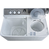 NobeLTek Masina de spalat rufe semi-automata Nobeltek, 10 kg spalare, 5 kg stoarecere, 420W spalare, 190W stoarcere, timp spalare 0-15 min, timp stoarcere 0-5 min, evacuare apa uzata: prin cadere libera, culoare corp Alb, capac Silver