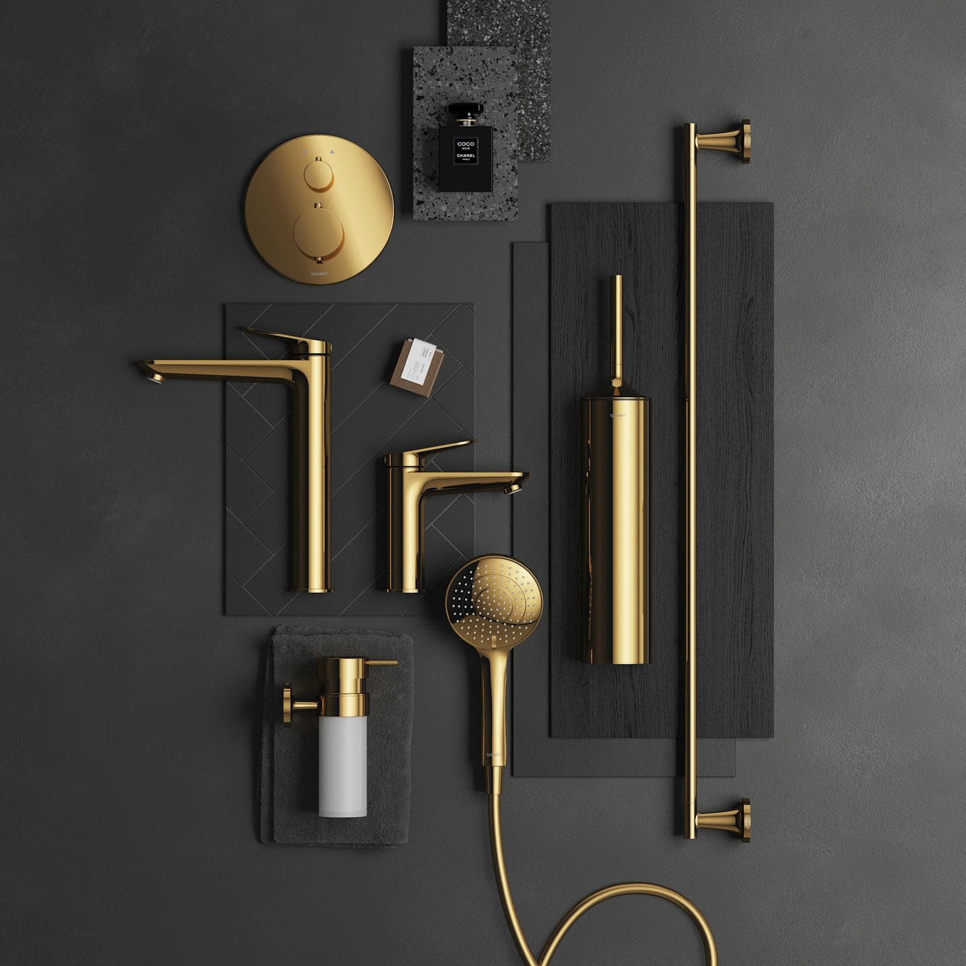 Duravit Suport cu pahar Duravit, Soap dispenser Starck T, polished gold incl. white frosted glass, montare pe perete, fixare ascunsa, metal/sticla, auriu lucios