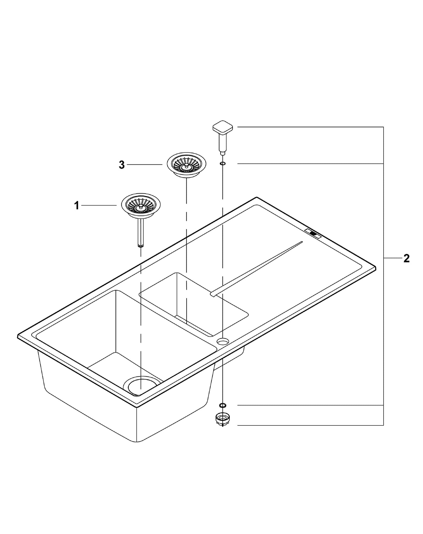 Grohe Chiuveta bucatarie Chiuveta Bucatarie Grohe K400 31642AP0 | 1000x500mm, 2 Boluri, Granite Black, Reversibil