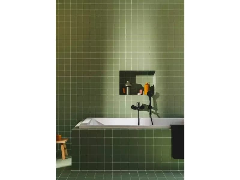 Roca Baterie cada Roca, Gama Cala, cartus ceramic, levier metalic, diverter, monocomanda, alb