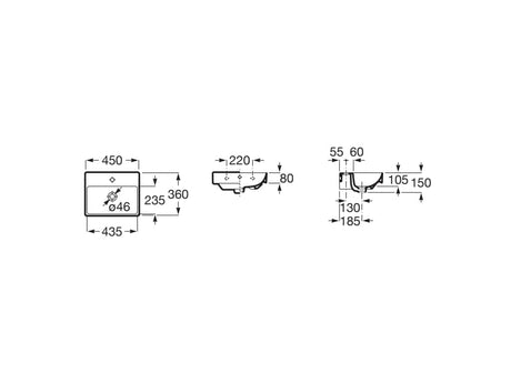 Roca Lavoar Lavoar Roca Ona A327682080 | 450x360mm, Fineceramic, Negru, Compact