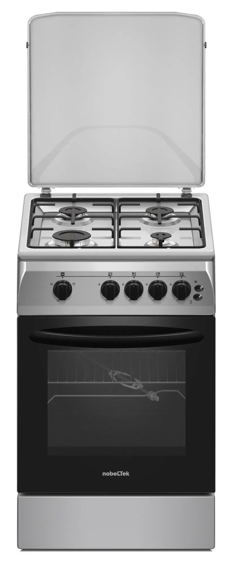 NobeLTek Cooking Aragaz Nobeltek, 50x60, plita si cuptor pe gaz, grill gaz, rotisor, aprindere electrica plita, iluminare cuptor, siguranta plita si cuptor, echipat cu diuze GN, diuze GPL de schimb, front si plita inox, laterale silver