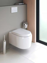 Duravit Vas wc Duravit, Toilet wm 570 mm Qatego white rimless, wd, fixing incl., suspendat, evacuare orizontala, fara capac (0026890000), alb