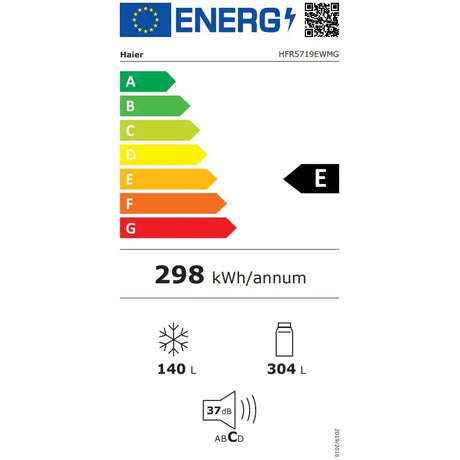 Haier Combina frigorifica Combina frigorifica Haier HFR5719EWMG | 444L, No Frost, Dozator apa, Clasa E, 190cm, 70x67.5x190cm