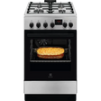 Electrolux Aragaz Electrolux, Mixt, 4 arzatoare gaz, Gratare de fonta, Cuptor electric, Timer electronic, Grill electric, Clasa A, 50cm, culoare inox