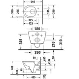 Duravit Vas wc Duravit, Toilet WM 540 mm D-Neo anthracite matt,wd,riml.,D-fix incl, washdown, rimless, Durafix incl., suspendat, evacuare orizontala, fara capac 0021691394), antracit mat