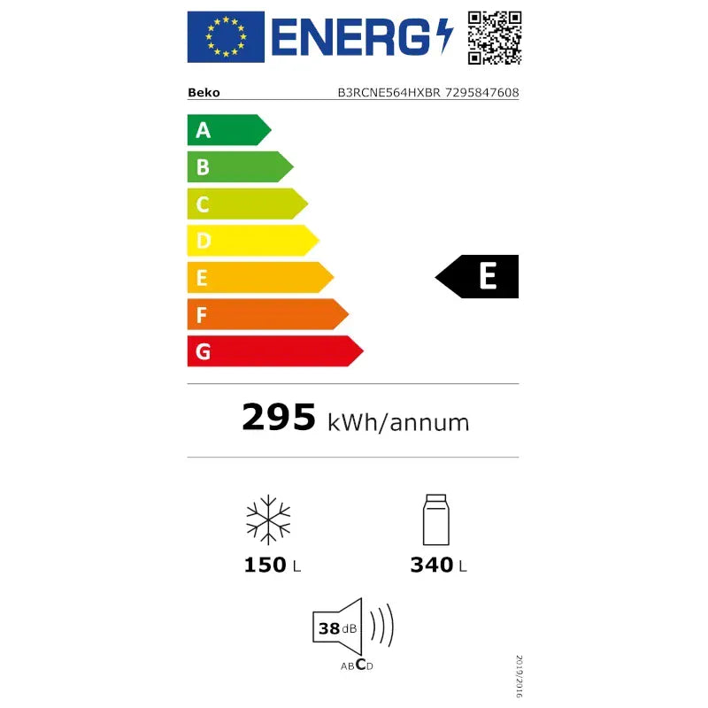 Beko Combina frigorifica Combina frigorifica Beko B3RCNE564HXBR | 490L, Clasa E, NoFrost, Dark Inox, 70x74.5x192cm