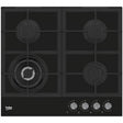 Beko Plita pe gaz Plita pe gaz Beko HILW64225S | 60cm, 4 arzatoare, Wok, Sticla neagra