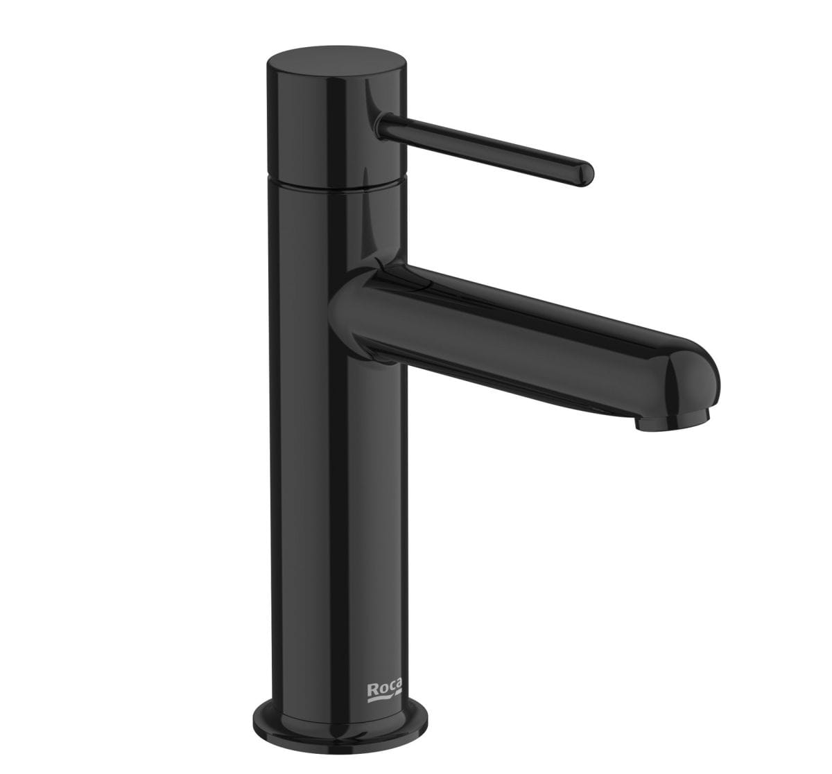 Roca Baterie lavoar Roca, Gama NU, monocomanda, marime S, levier metalic PIN, cartus ceramic, fara set de evacuare, titanium black, negru