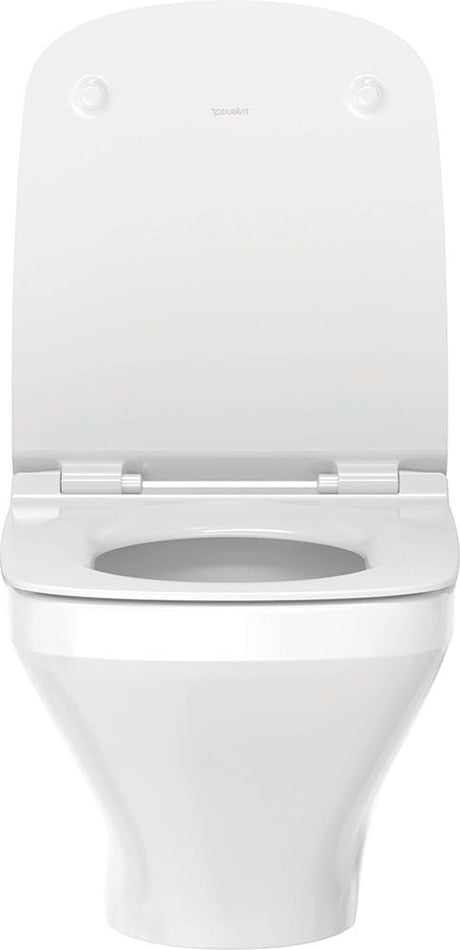 Duravit Vas wc + capac Duravit, Toilet wall-mounted DuraStyle,riml. Seat and cover with soft closure, suspendat, evacuare orizontala, cu capac (0063790000), soft close, alb