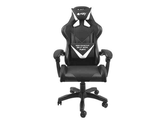 FURY Scaun gaming FURY AVENGER L, material piele ecologica+polyester, reglabil pe inaltime, greutate maxima suportata 150 kg, inaltime scaun reglabil 46.5 - 56.5 cm, spatar ajustabil 180°, dimensiuni roti