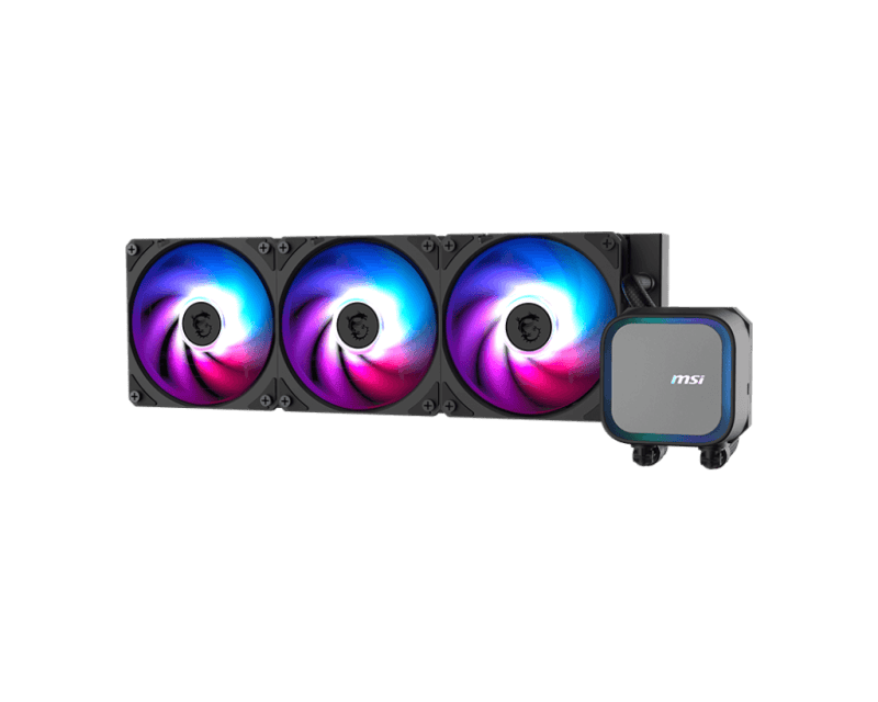 MSI Cooler Procesor MSI MAG CORELIQUID A13 360 AIO NEGRU, marime radiator 360mm, 3 ventilatoare ARGB GEN2, Viteza pompa: 3800 +/- 10%, Suport AMD: AM4/AM5, suport INTEL: LGA 1700/1851, Airflow: 62.6 CFM,